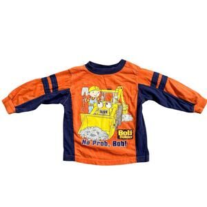 Vtg Y2K Bob the Builder “No Prob Bob” Orange and Navy Long Sleeve Shirt Size 3T